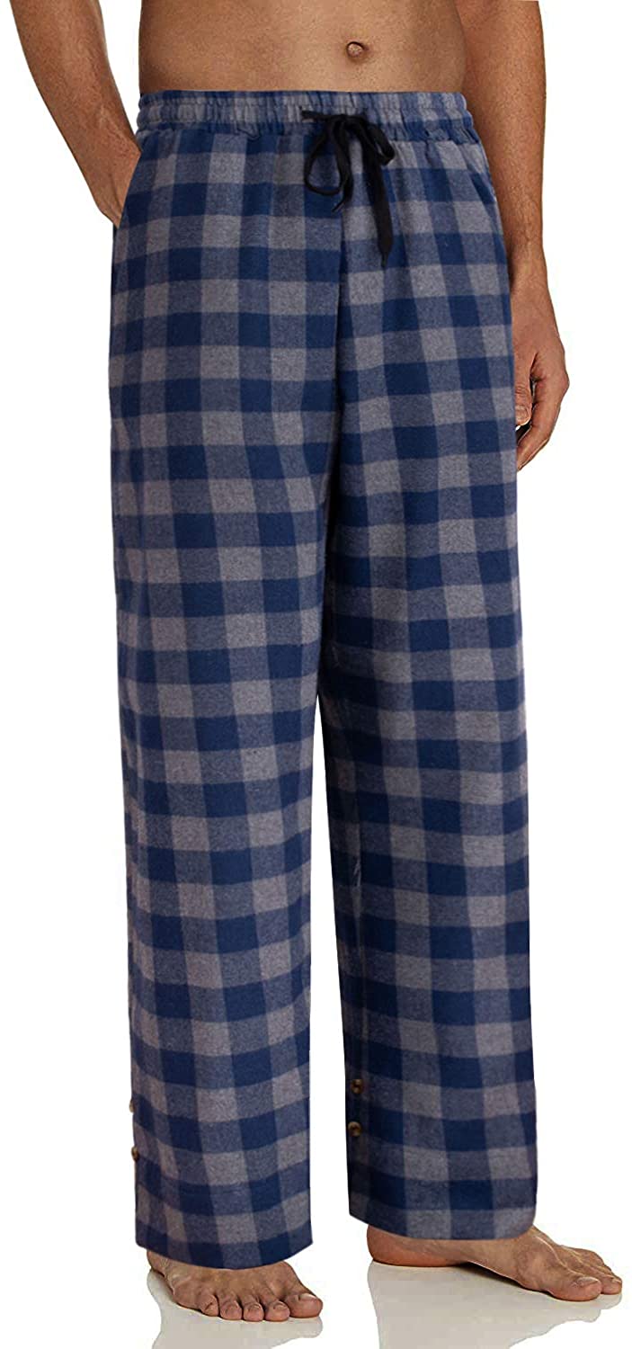 Alimens & Gentle Mens Heavyweight Flannel Plaid Pajama Pants 100% Cotton Sleep Lounge Pant 