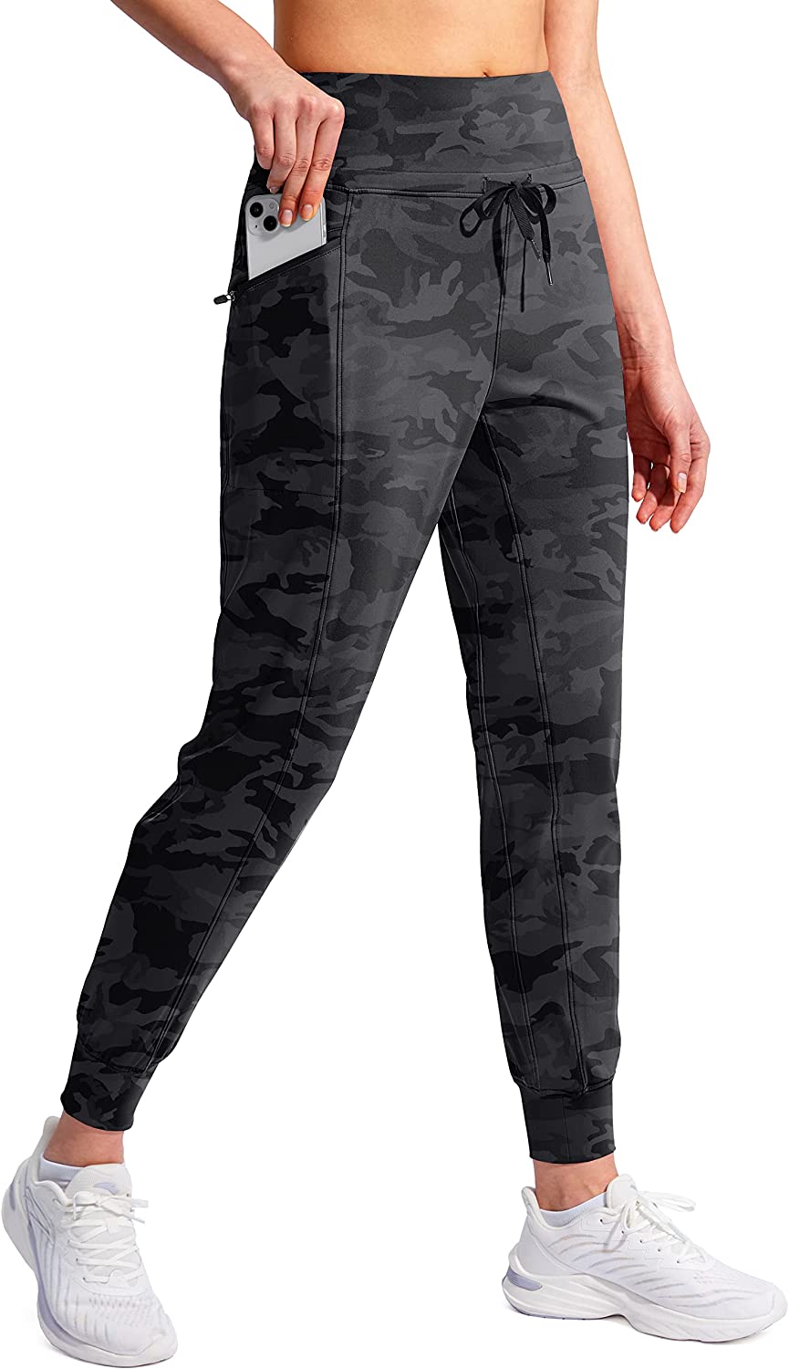 Women's Joggers with Zipper Pockets Stretchy High Waist Athletic Tapered  Jogger
