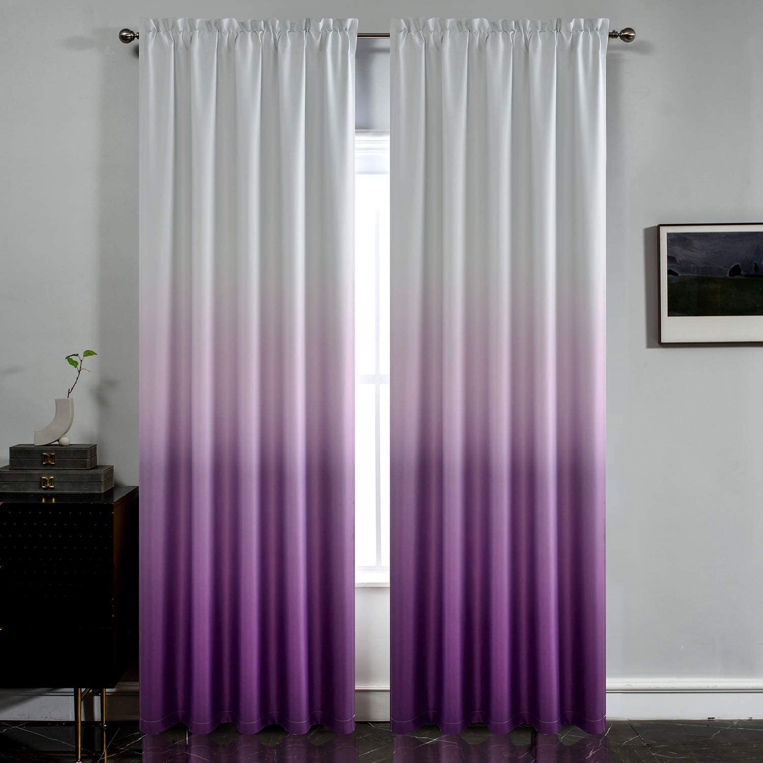 Yakamok Room Darkening Gradient Curtain Panels Ombre Purple Blackout