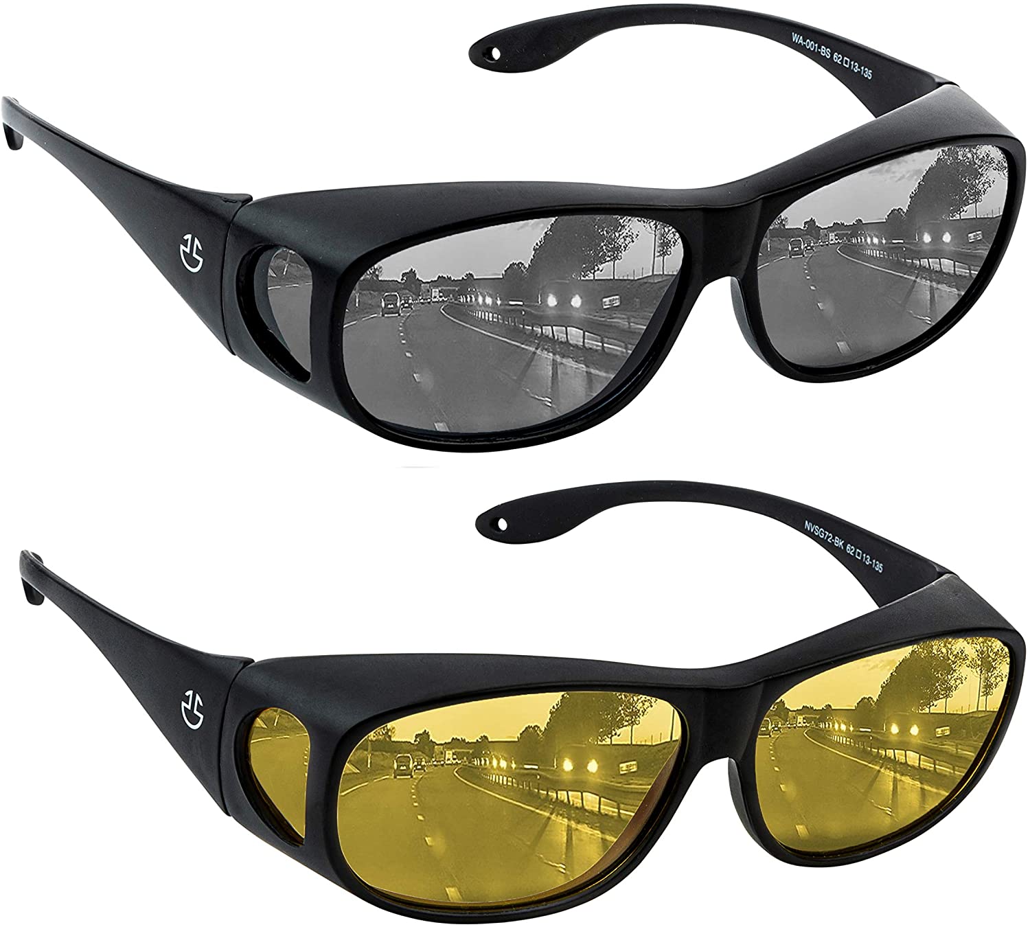 HD Day Night Driving Glasses Fit Over Sunglasses for Men & Women - Anti  Glare Po | eBay