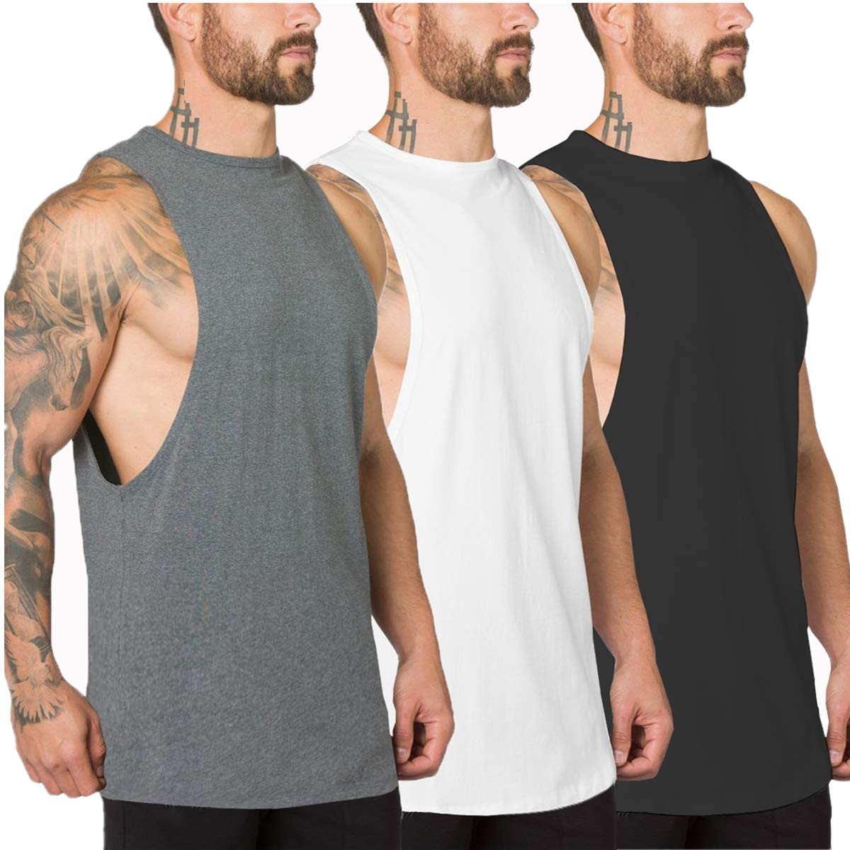 Muscle Killer 3 Pack Mens Muscle Gym Workout Stringer Tank Tops Bodybuilding Fitness T-Shirts 