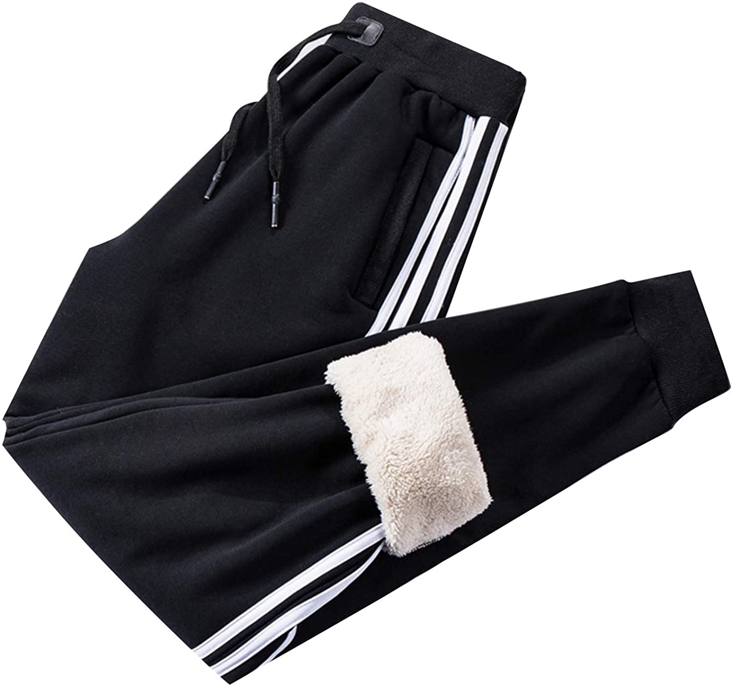 Flygo Mens Warm Fleece Pants Sherpa Lined Sweatpants Active