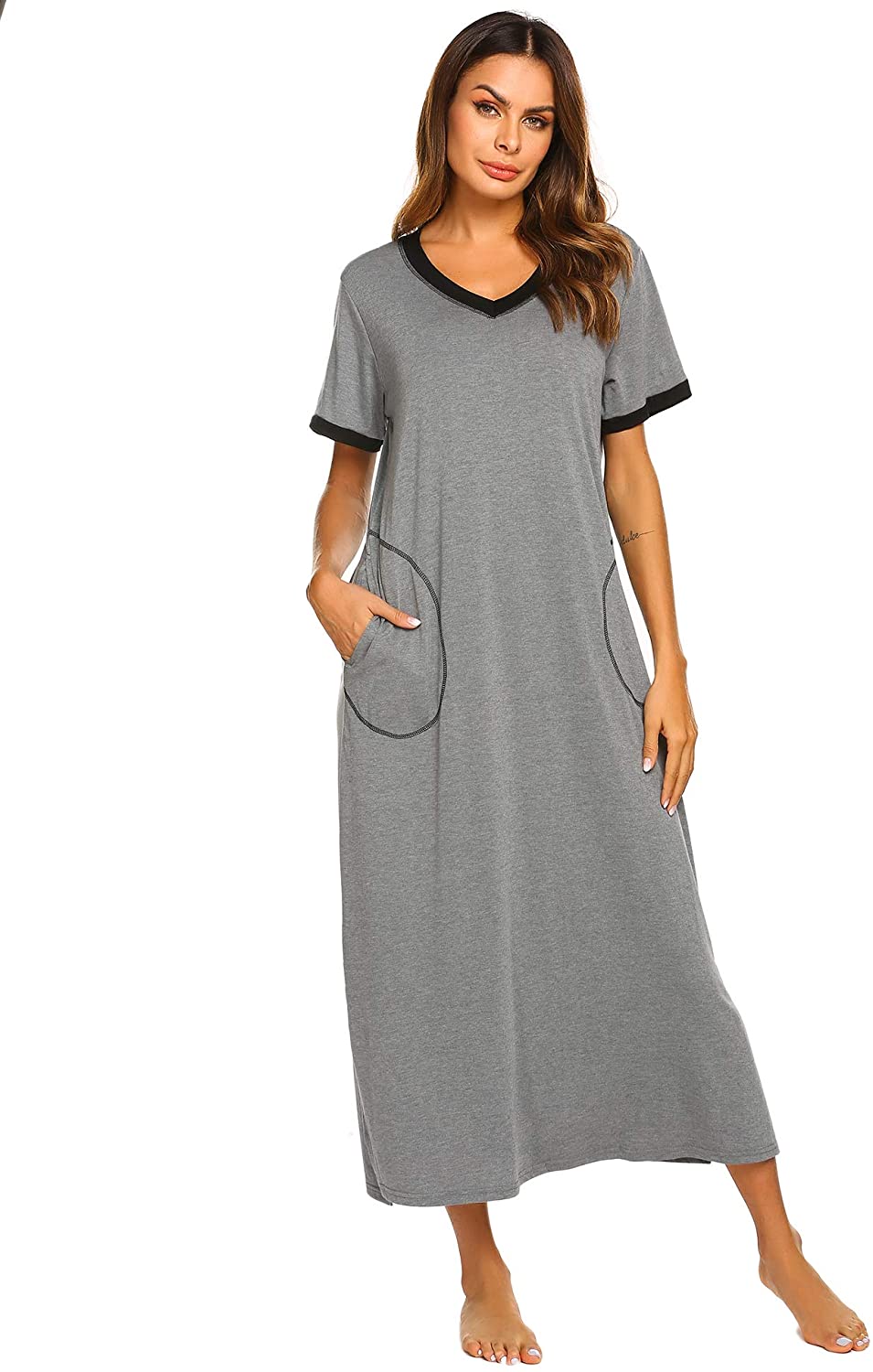 Ekouaer Loungewear Long Nightgown Women's Ultra-Soft Nightshirt Full ...