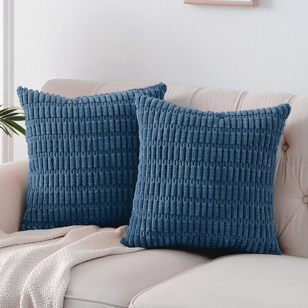 Fancy Homi 2 Packs Navy Blue Decorative Throw Pillow Covers 18x18
