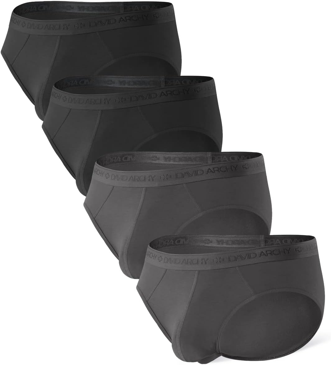 David Archy 4 Packs Briefs Separate Pouch Modal Breathable Long Boxer Briefs  S M L XL