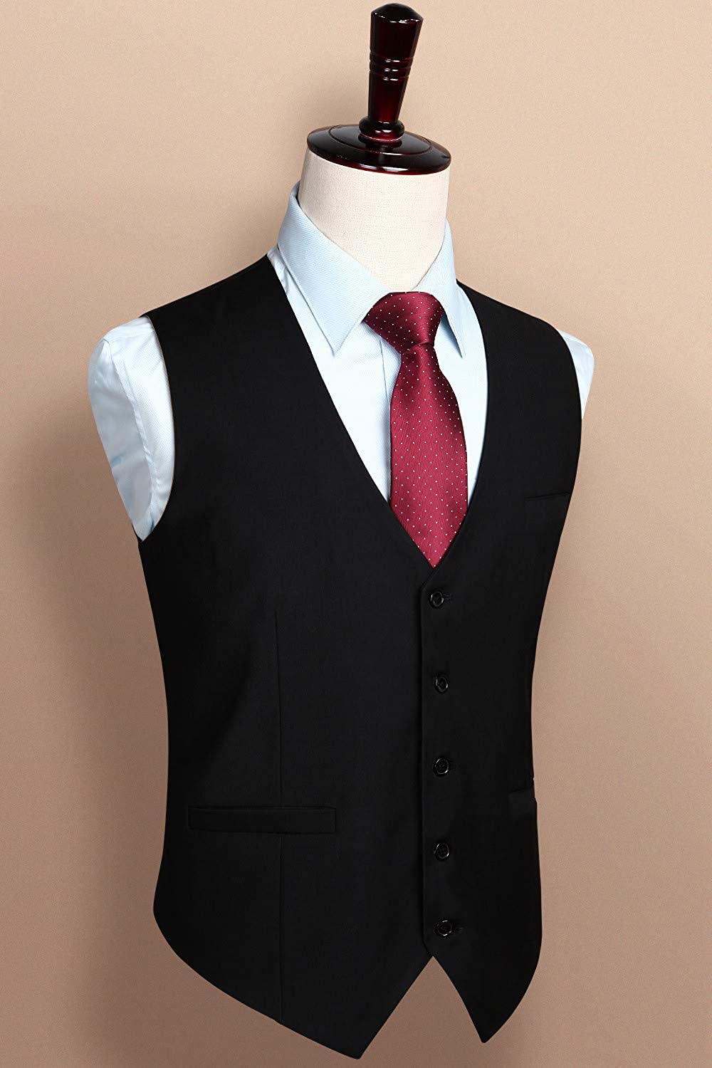 HISDERN Men's Suit Vest Business Formal Dress Waistcoat Vest with 3 ...