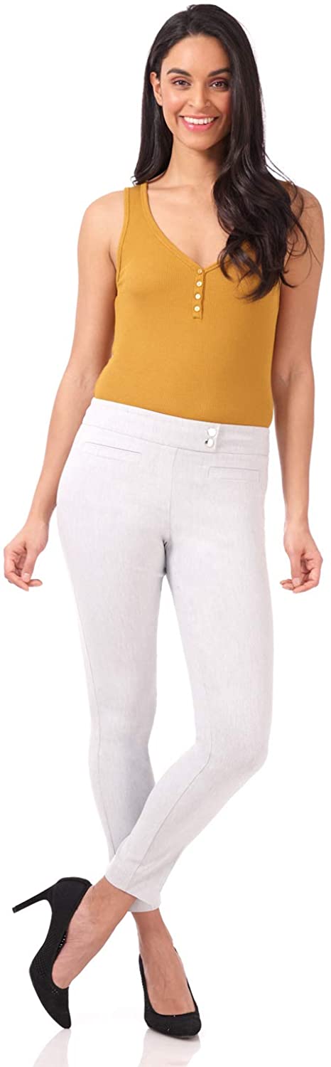 Rekucci Women's Ease into Comfort Slim Ankle Pant with Snaps