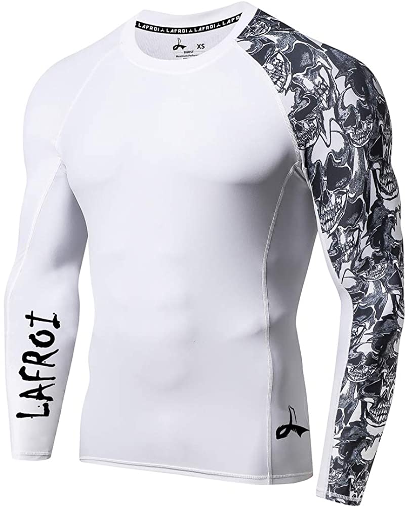CLYYB LAFROI T-Shirt Manches Longues Anti-UV pour Homme Maillot de Compression Moulant pouvant être mis sous Les vêtements UPF 50+ 