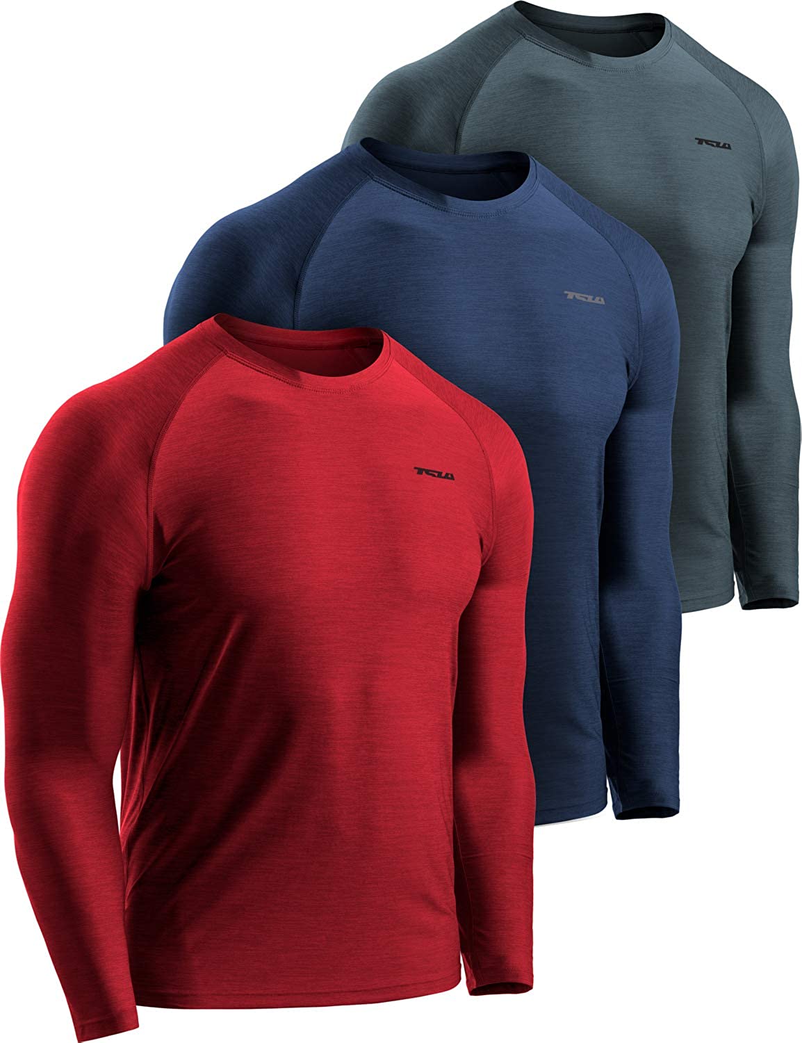  TSLA Men's Long Sleeve Pullover, Dry Fit Running Workout Shirts,  Athletic Fitness & Gym Shirt, Crew Neck Navy/Sage/Yellow, X-Small :  Clothing, Shoes & Jewelry