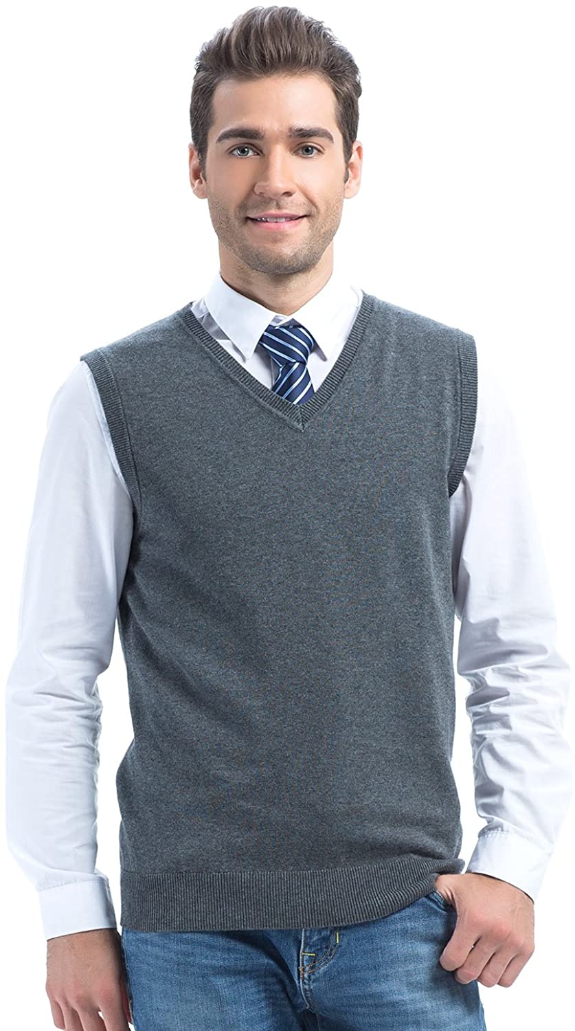 Choies Men's Slim Fit Casual V-Neck Button Down Pocket Cotton Knit Sweater  Vest