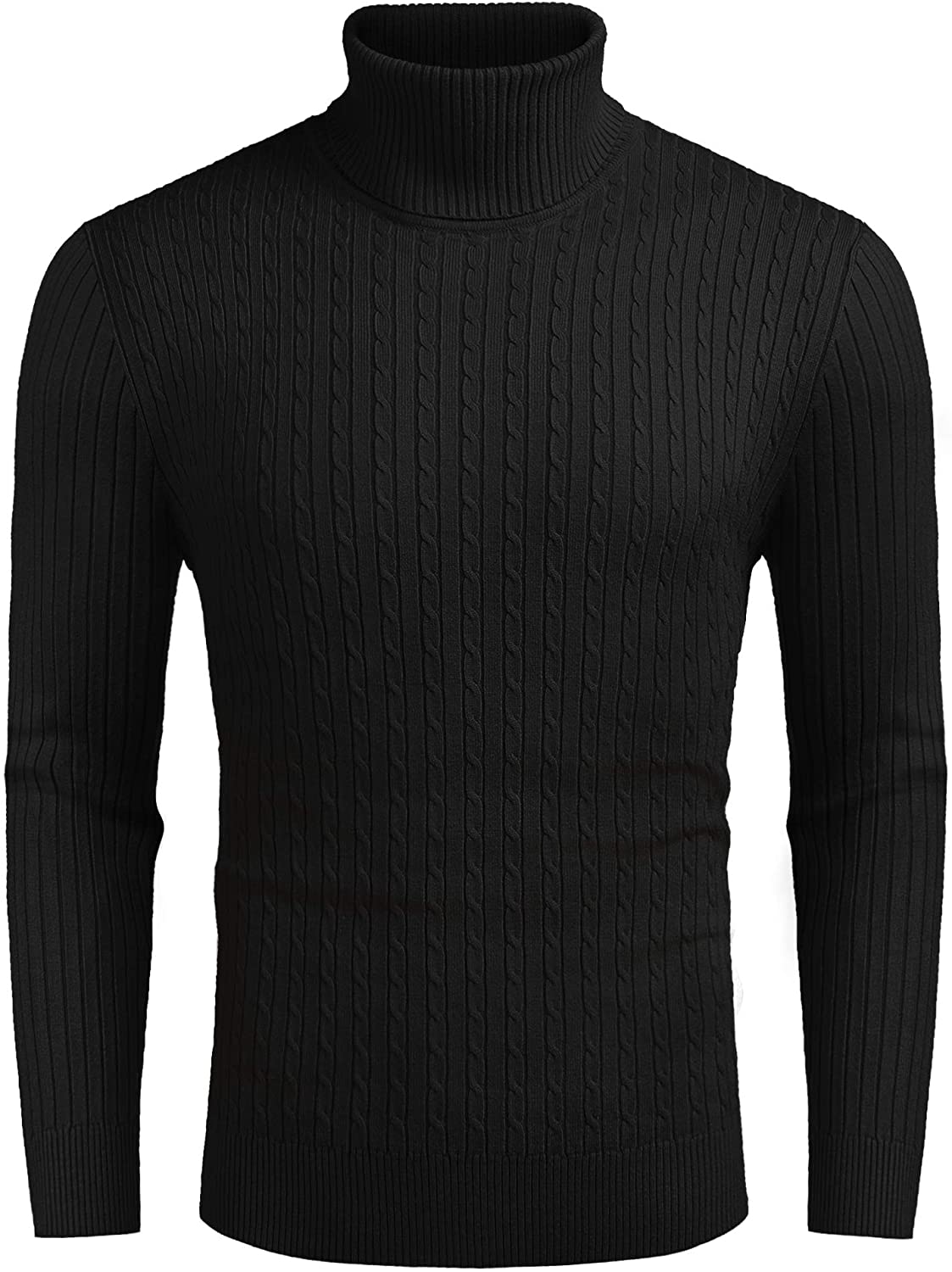 COOFANDY Men's Casual Slim Fit Turtleneck Sweater Twist Patterned ...
