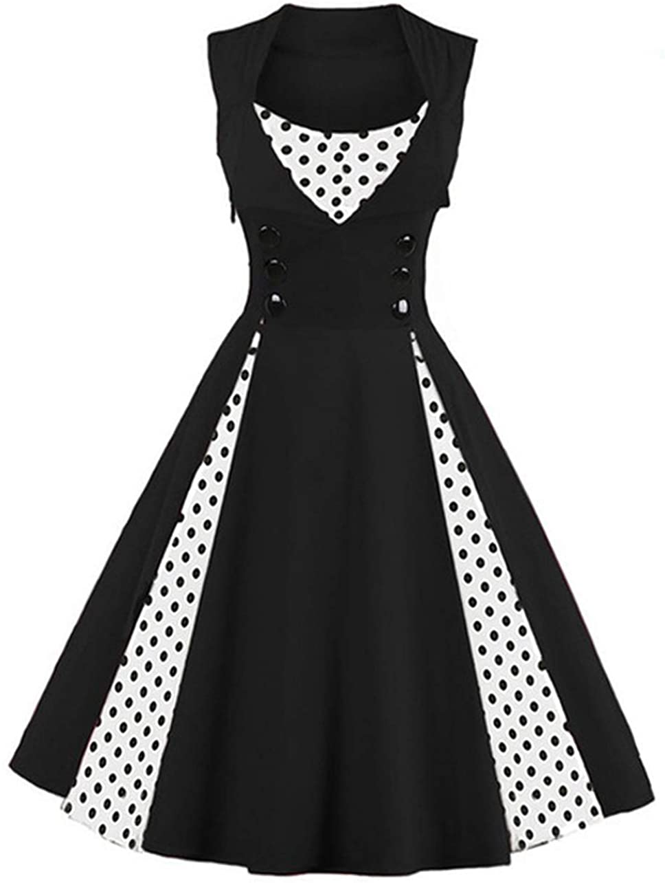 KILLREAL Women's Polka Dot Retro Vintage Style Cocktail Party Swing ...