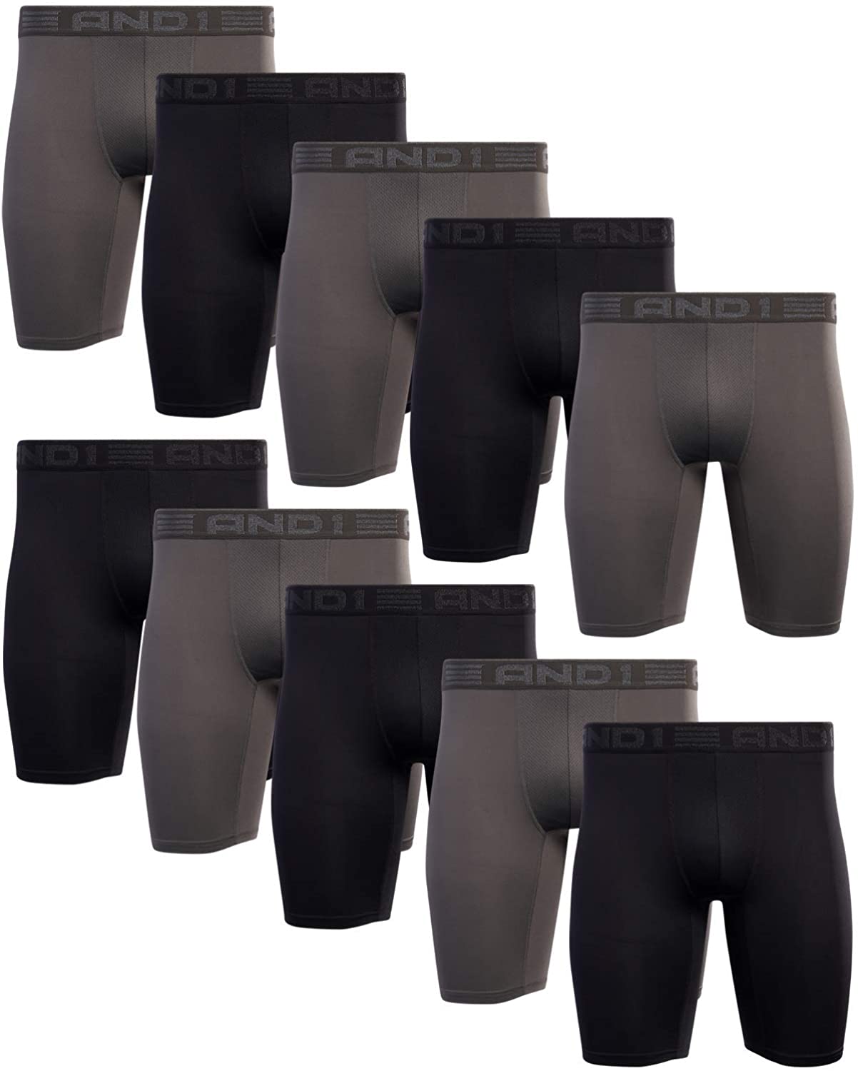 AND1 Men's Underwear – 5 Pack Performance Compression Boxer Briefs with  Functional Fly (S-3XL)
