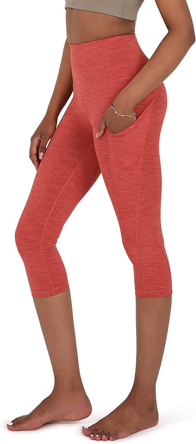 Buy ODODOS Women's Mid Waist Yoga Capris, Tummy Control 19 Inseam Yoga  Leggings with Inner Pocket, Non See-Through Workout Running  Capris,Fuchsia,Large Online at Lowest Price Ever in India