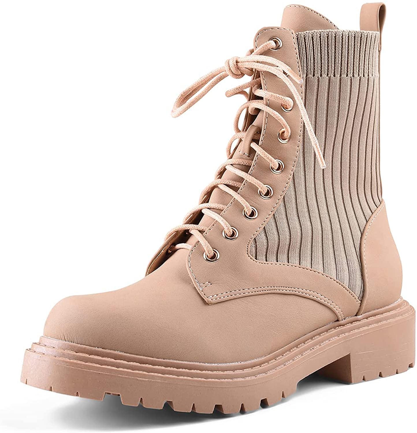 low heeled combat boots