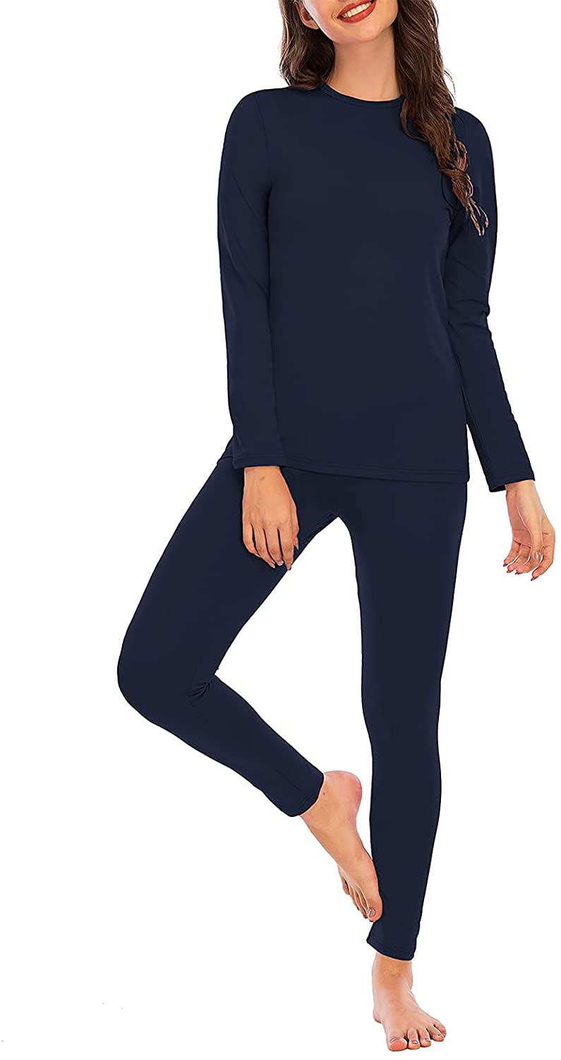 Womens Thermal Underwear Shirt Premium Fleece Lined Long Sleeve Baselayer  Top