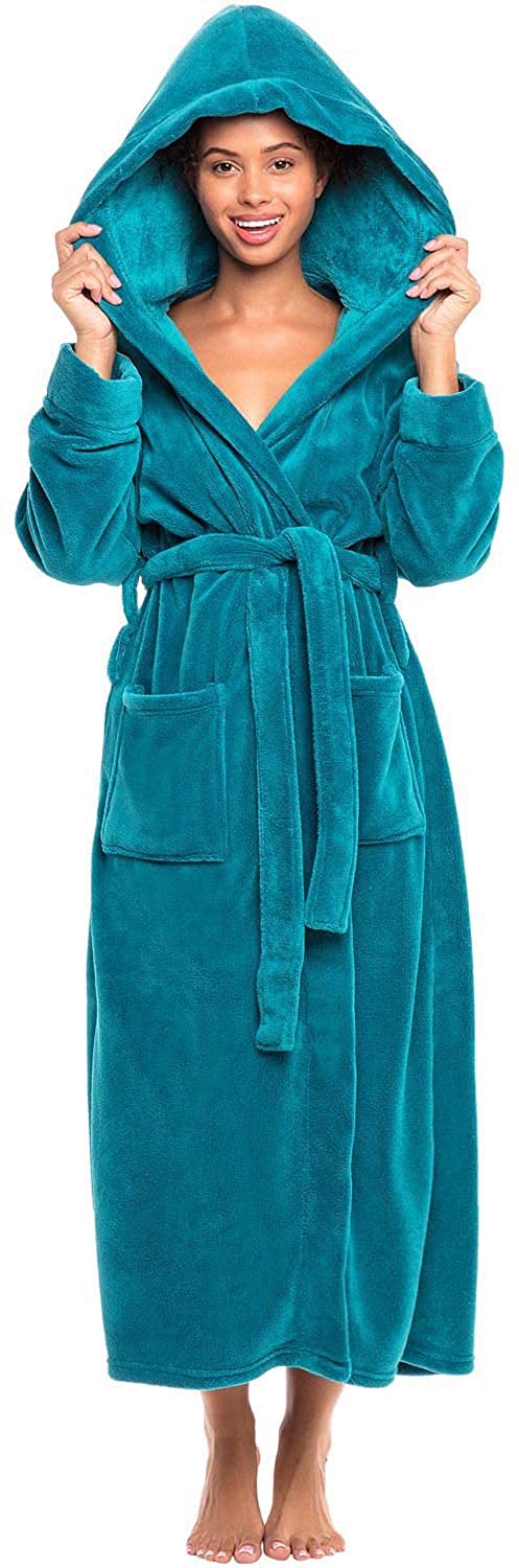 Alexander Del Rossa Men's Warm Fleece Robe Plush Solid Bathrobe