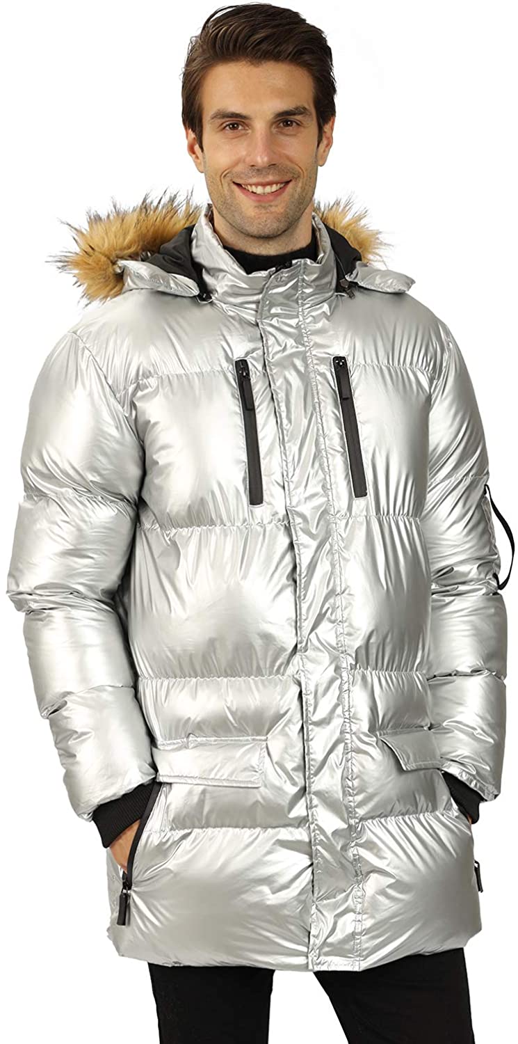 lightweight puffer jacket with fur hood