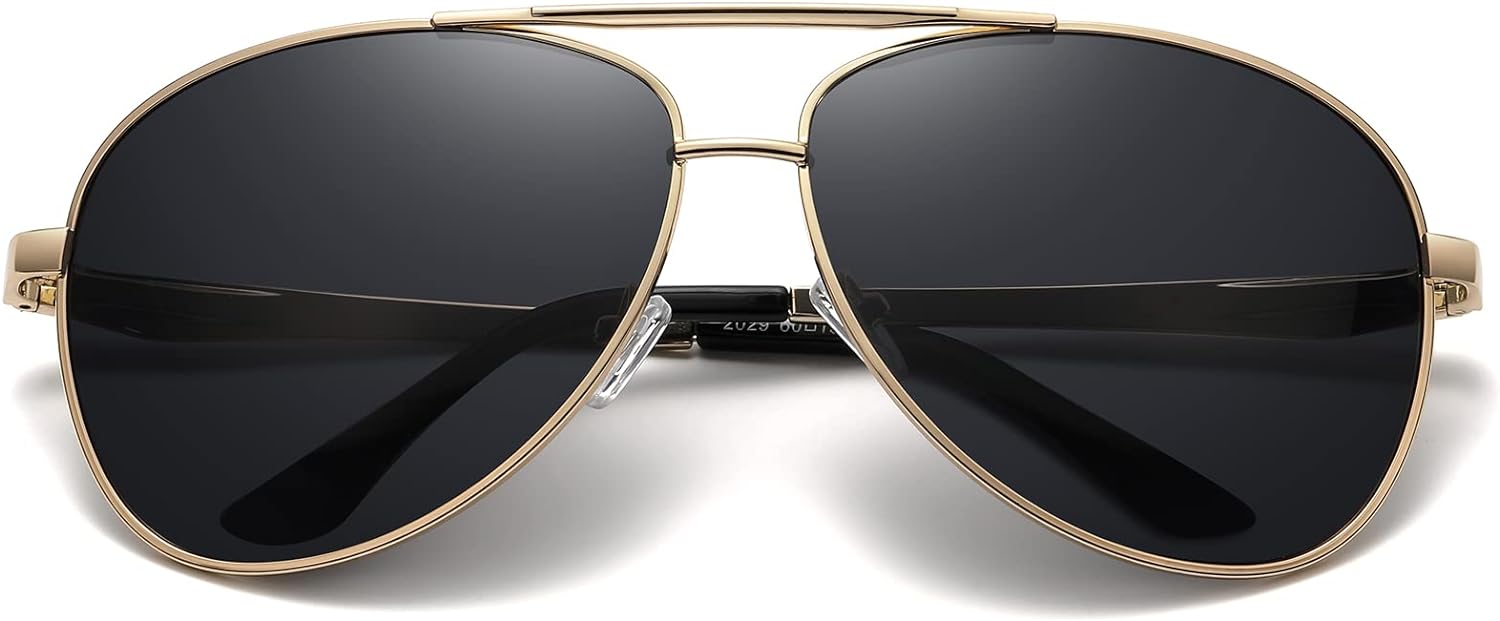 RCXKOOM Big XL Wide Frame Extra Large Polarized Aviator Sunglasses for Big  Heads Men Oversized Military Pilot Glasses