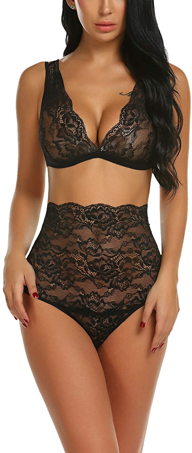 Sexy Lingerie for Women High Waist Bra and Panty Set Strappy Babydoll  Bodysuit 