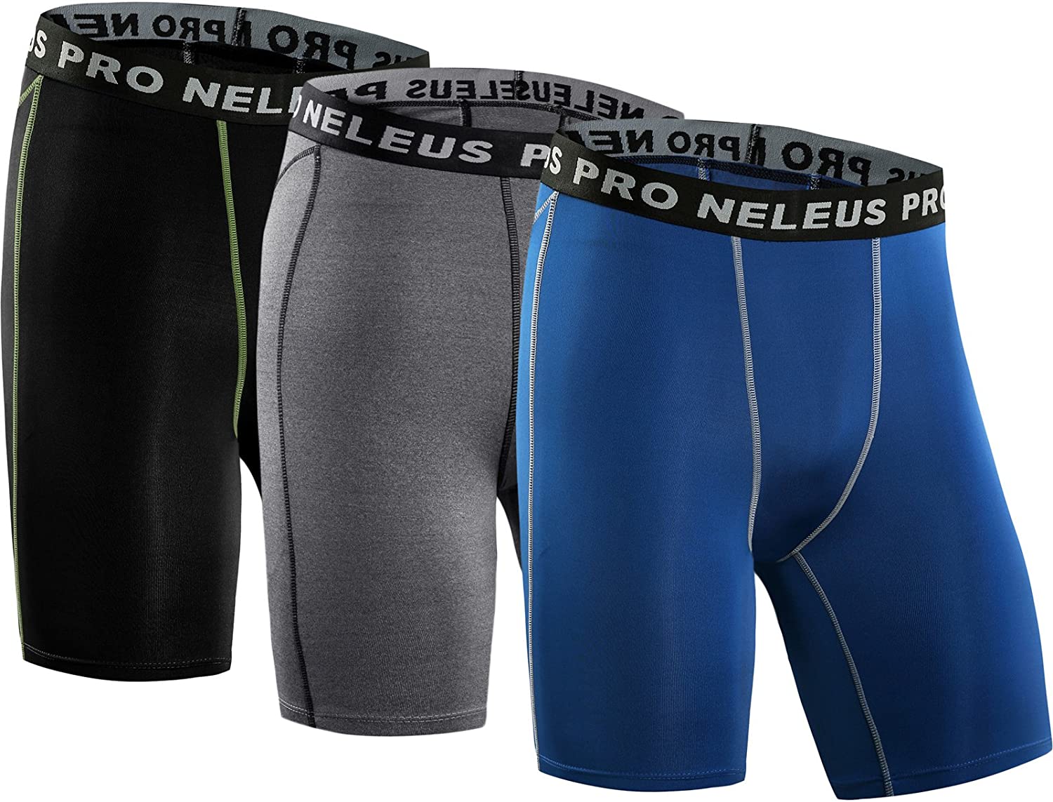  NELEUS Mens Compression Shorts 3 Pack Quick Dry Athletic  Running Shorts