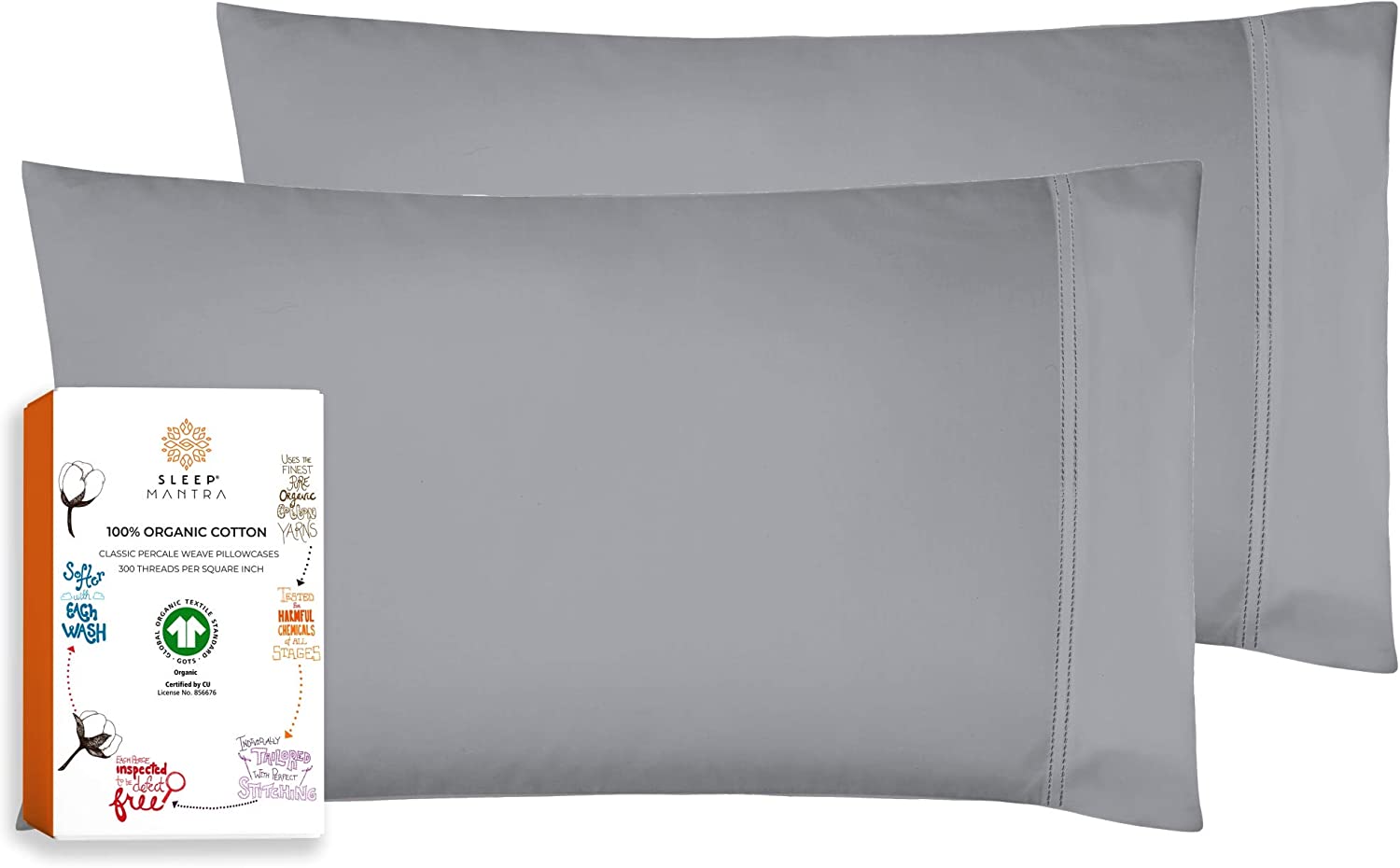  Sleep Mantra 100% Organic Cotton Bed Sheet Set - Crisp