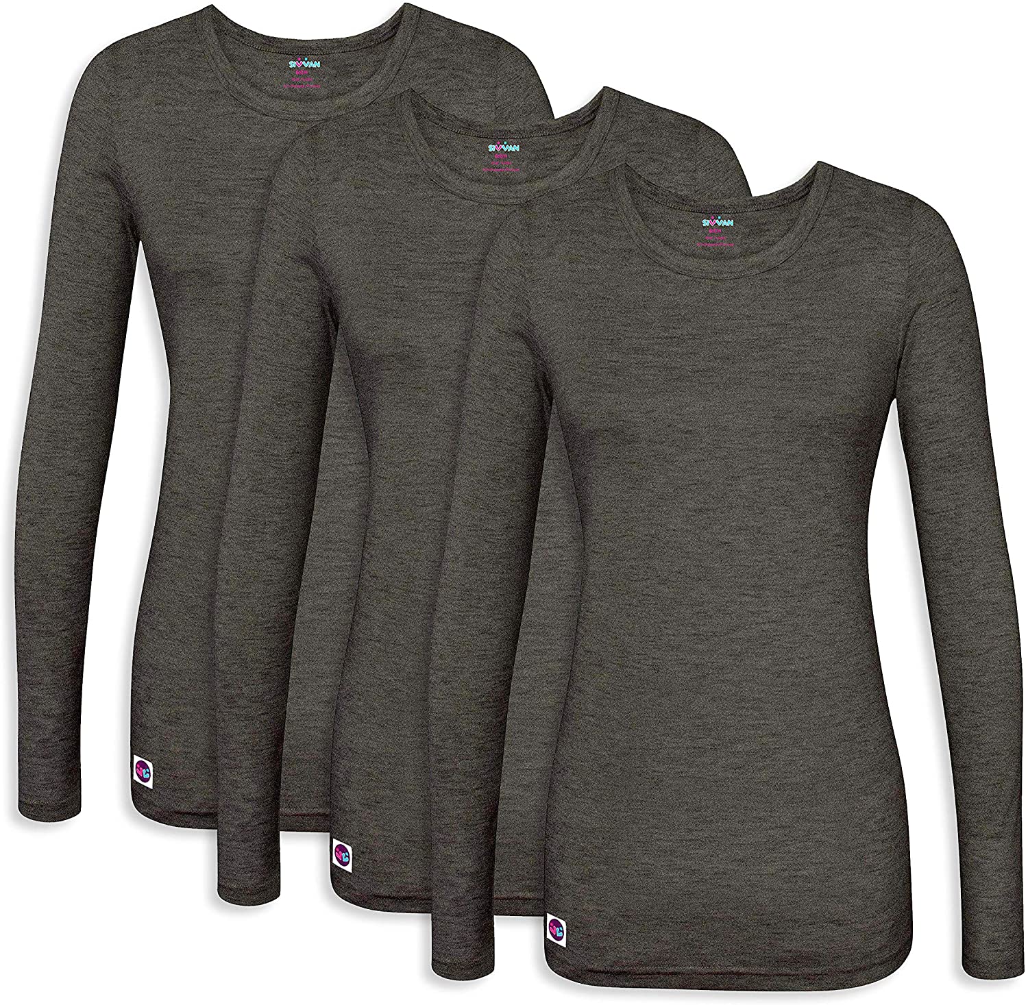 Sivvan 3 Pack Women's Comfort Long Sleeve T-Shirt/Underscrub Tee