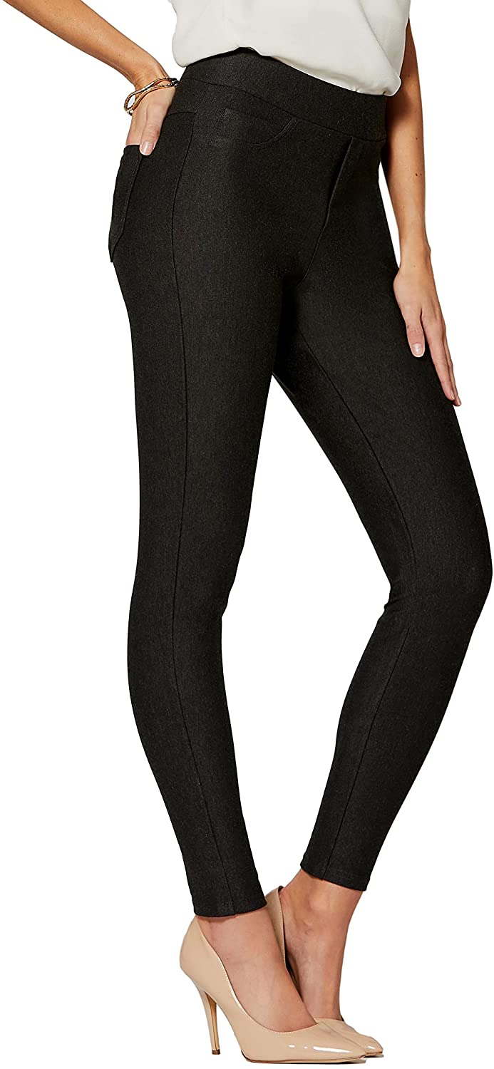Conceited Women's Motivate Stretch Knit Ponte Pants - Dressy Leggings -  Wear to Work