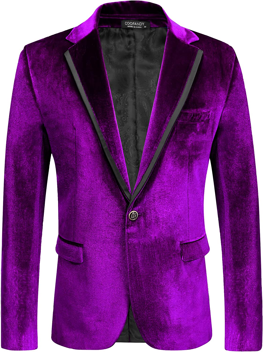 COOFANDY Men's Velvet Blazer Slim Fit Solid One Button Blazer Jacket Tuxedo  for Prom Wedding Party Dinner at  Men’s Clothing store