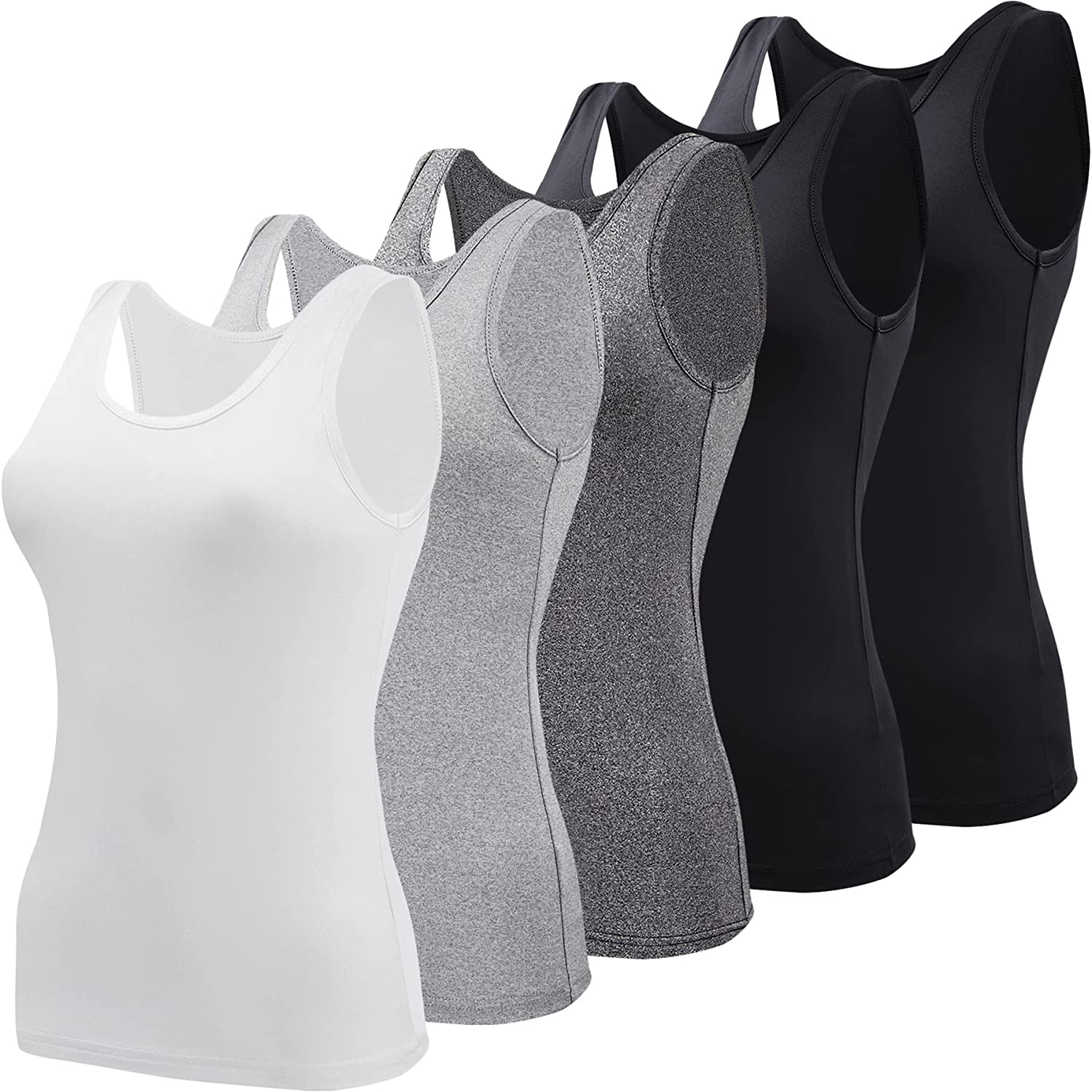BQTQ 5 Pcs Basic Tank Tops For Women Undershirt Tank Top Sleeveless Under  Shirts