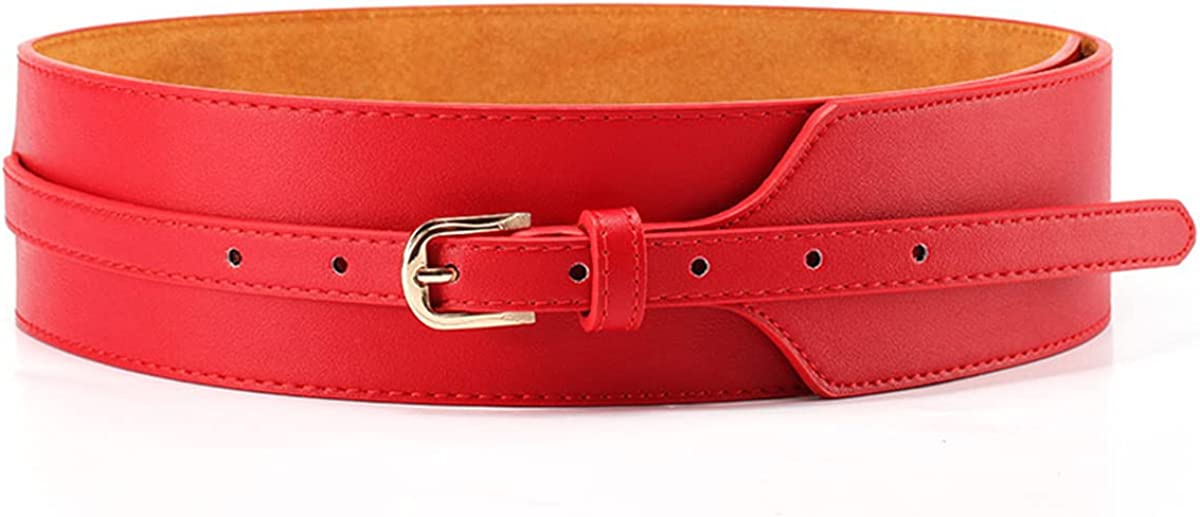 Toptim Women Wide Knotted Belt Design PU Leather Waistbands Simple Width Belt 