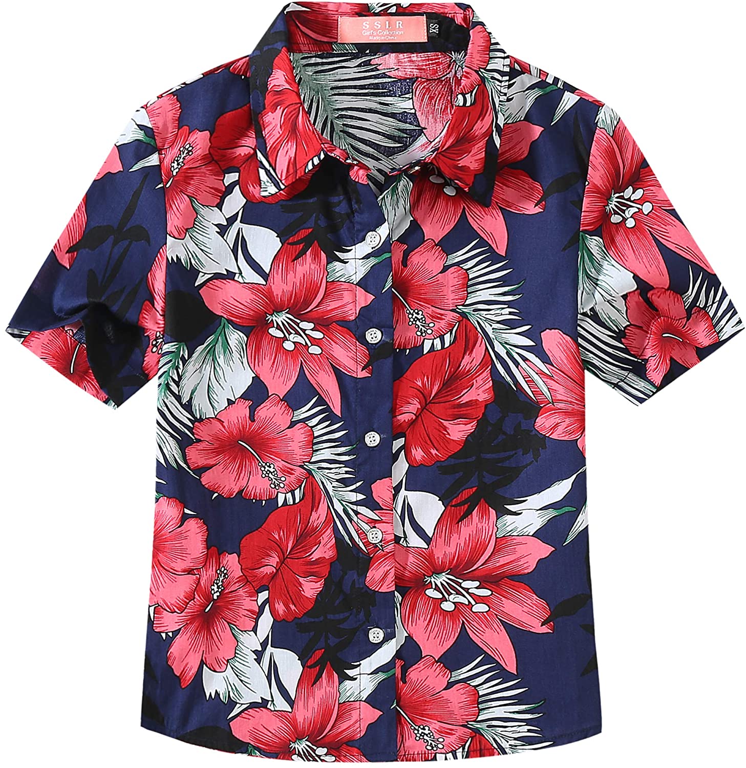 SSLR Mens Floral Hawaiian Button Down Casual Short Sleeve Shirt 