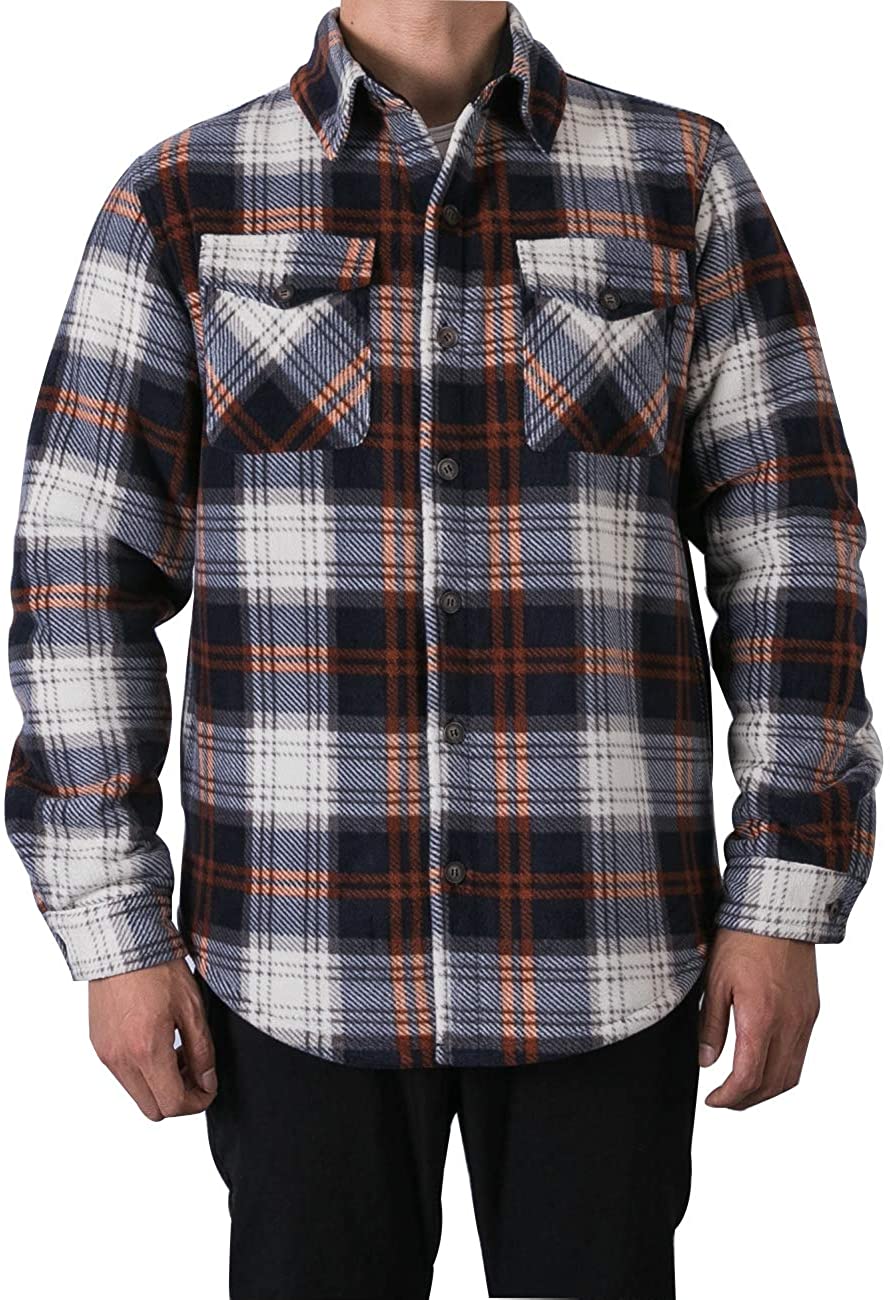 Men's Warm Sherpa Lined Fleece Plaid Flannel Shirt Jacket(All Sherpa ...