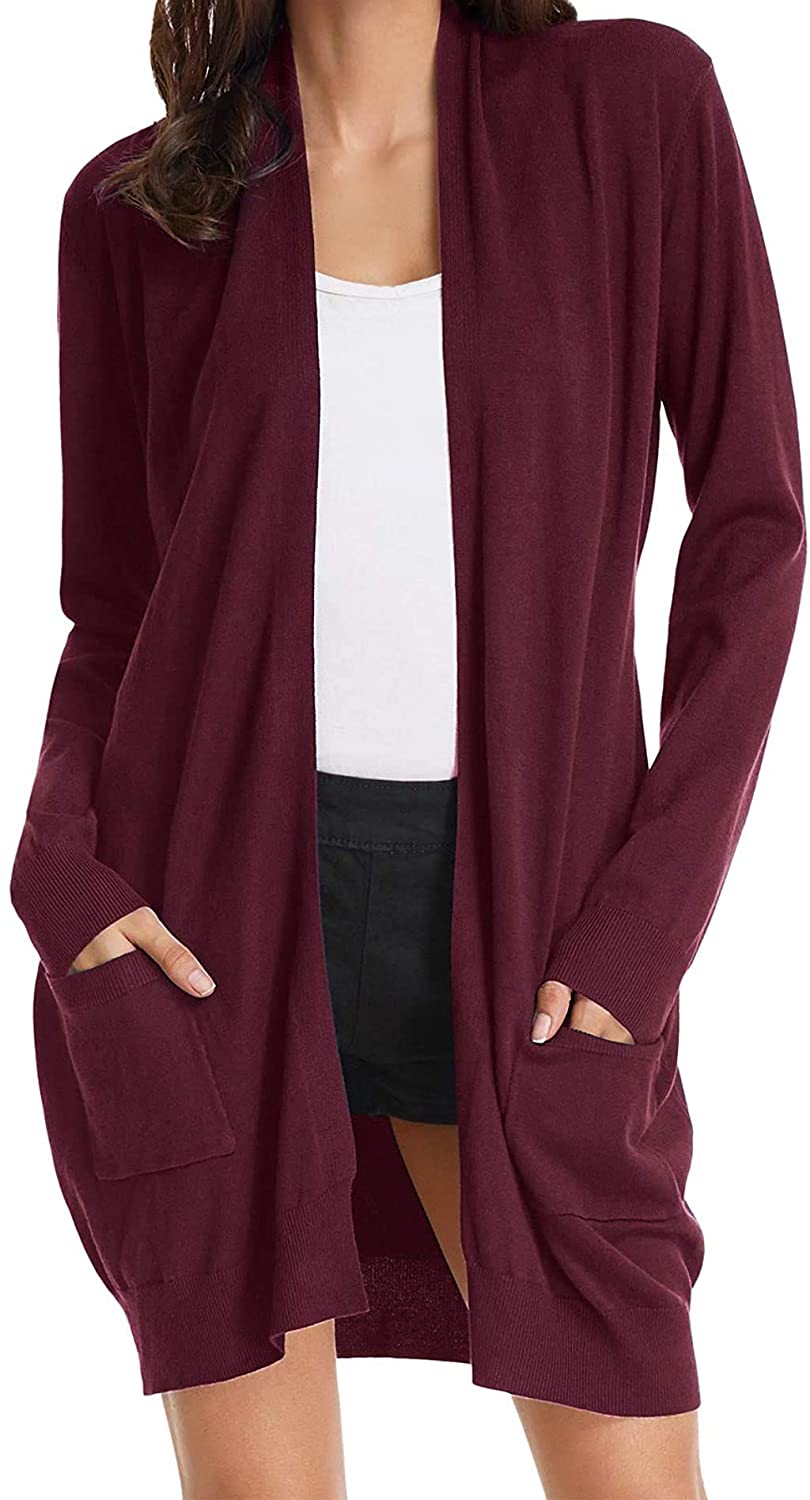 GRACE KARIN Women Open Front Cardigan Sweaters Pockets Long Sleeve Shrugs |  eBay