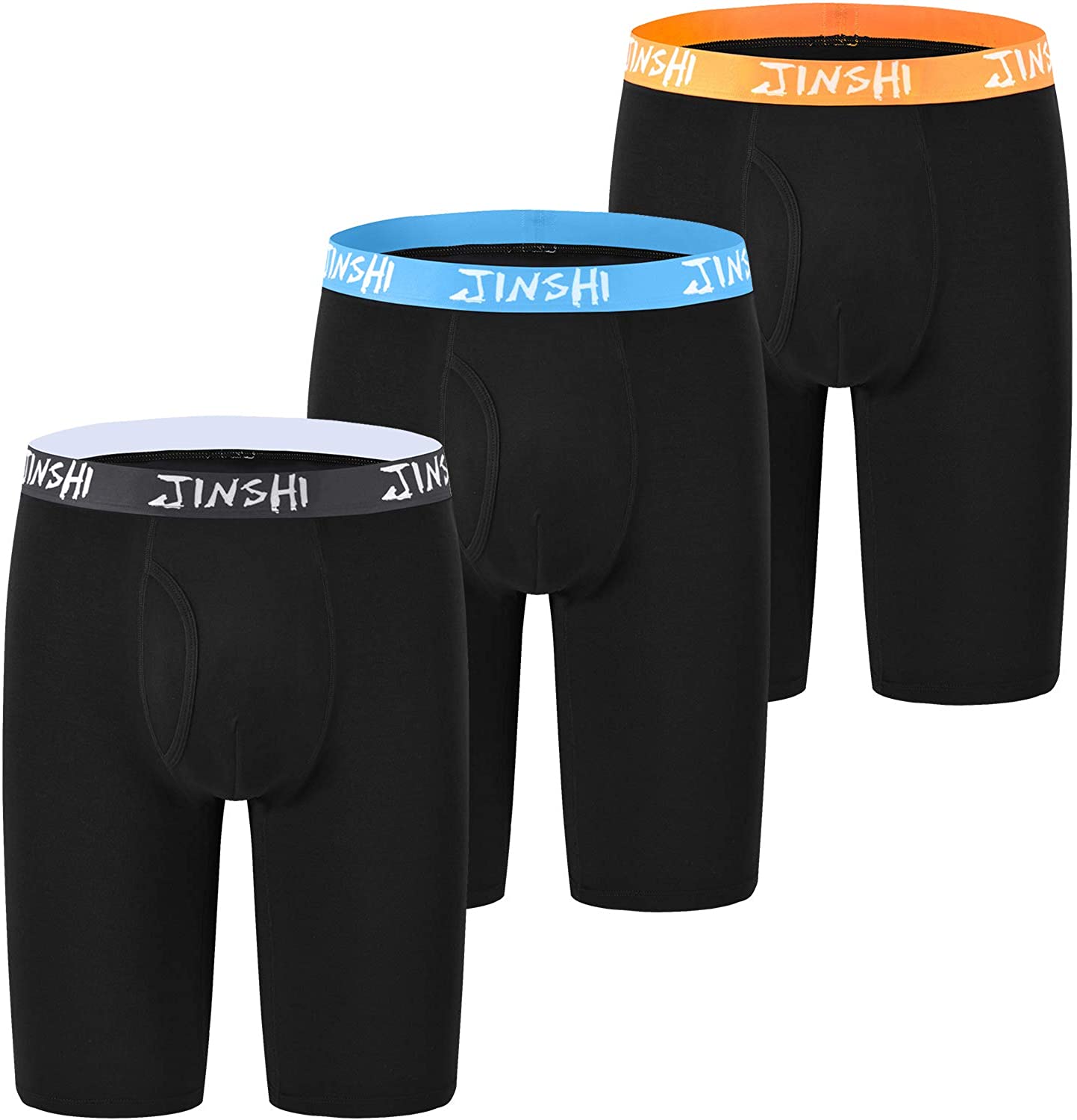 JINSHI Men's Underwear Extra Long Leg Boxer Briefs Inseam 8-9