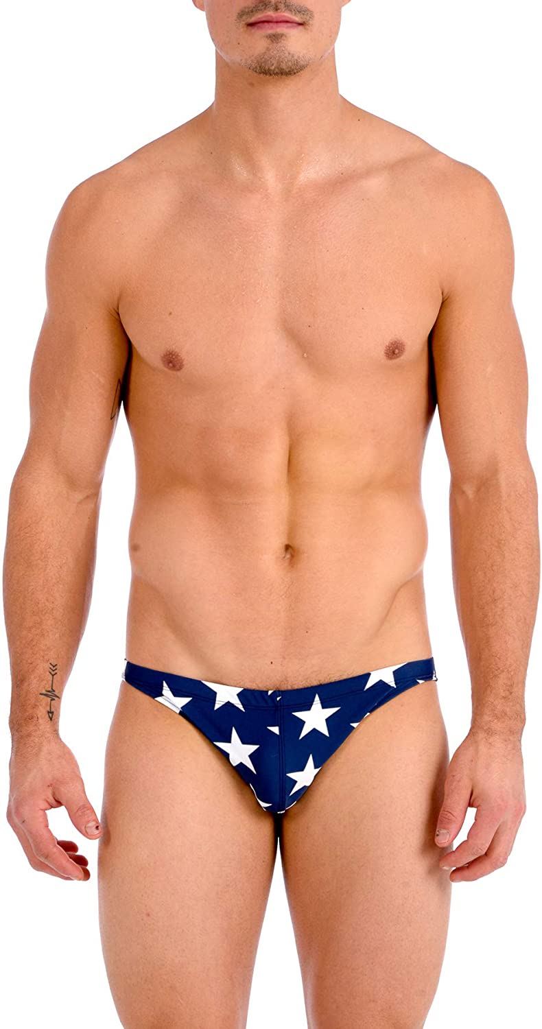 Gary Majdell Sport Mens USA Greek Bikini Freedom Swimsuit with Contour Pouch