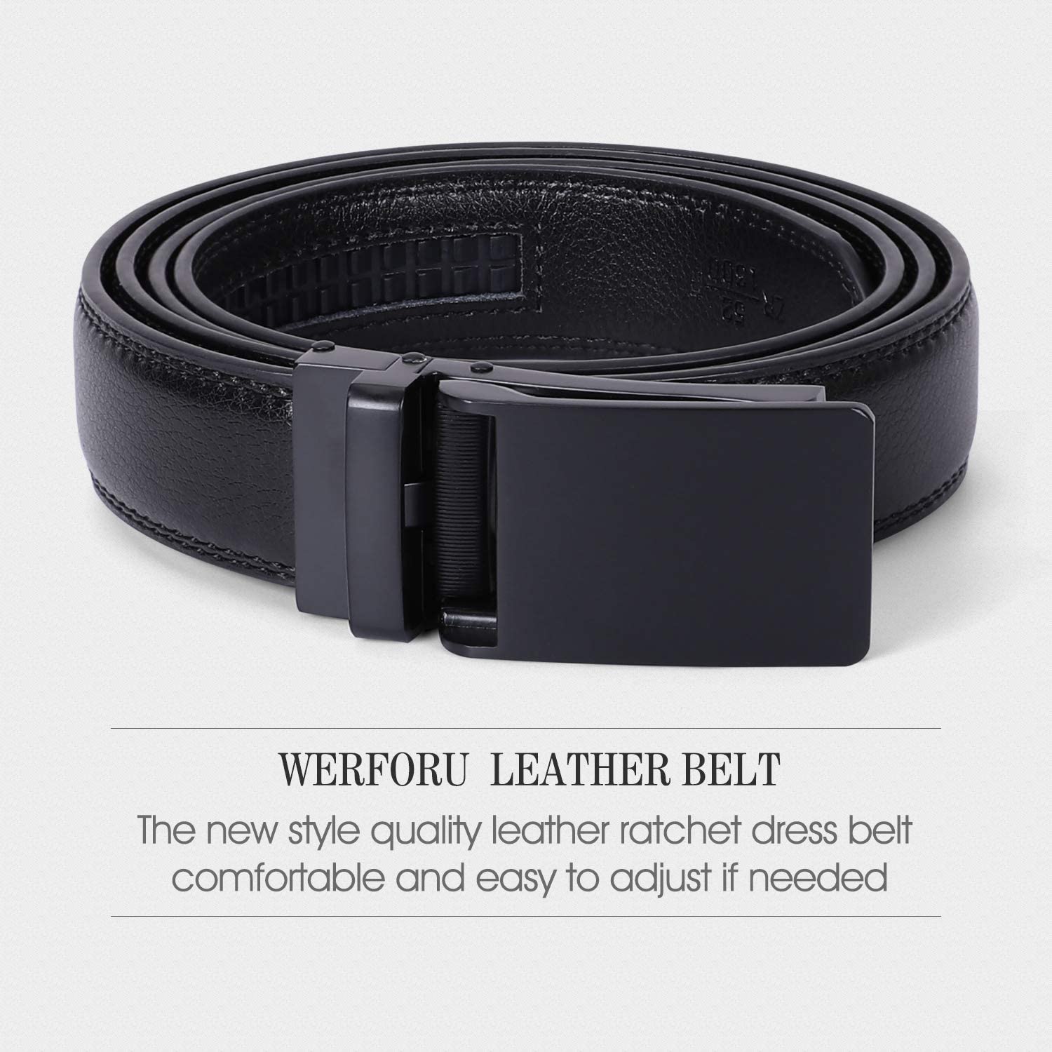 WERFORU Leather Ratchet Belt for Men Perfect Fit Waist Size Up to 50 ...