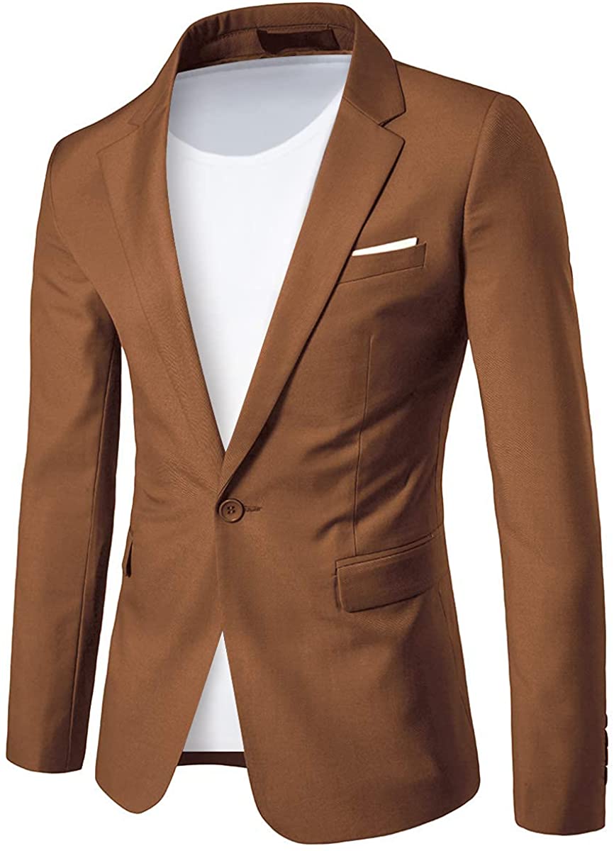 Men's Suit Jacket One Button Slim Fit Sport Coat Business Daily Blazer