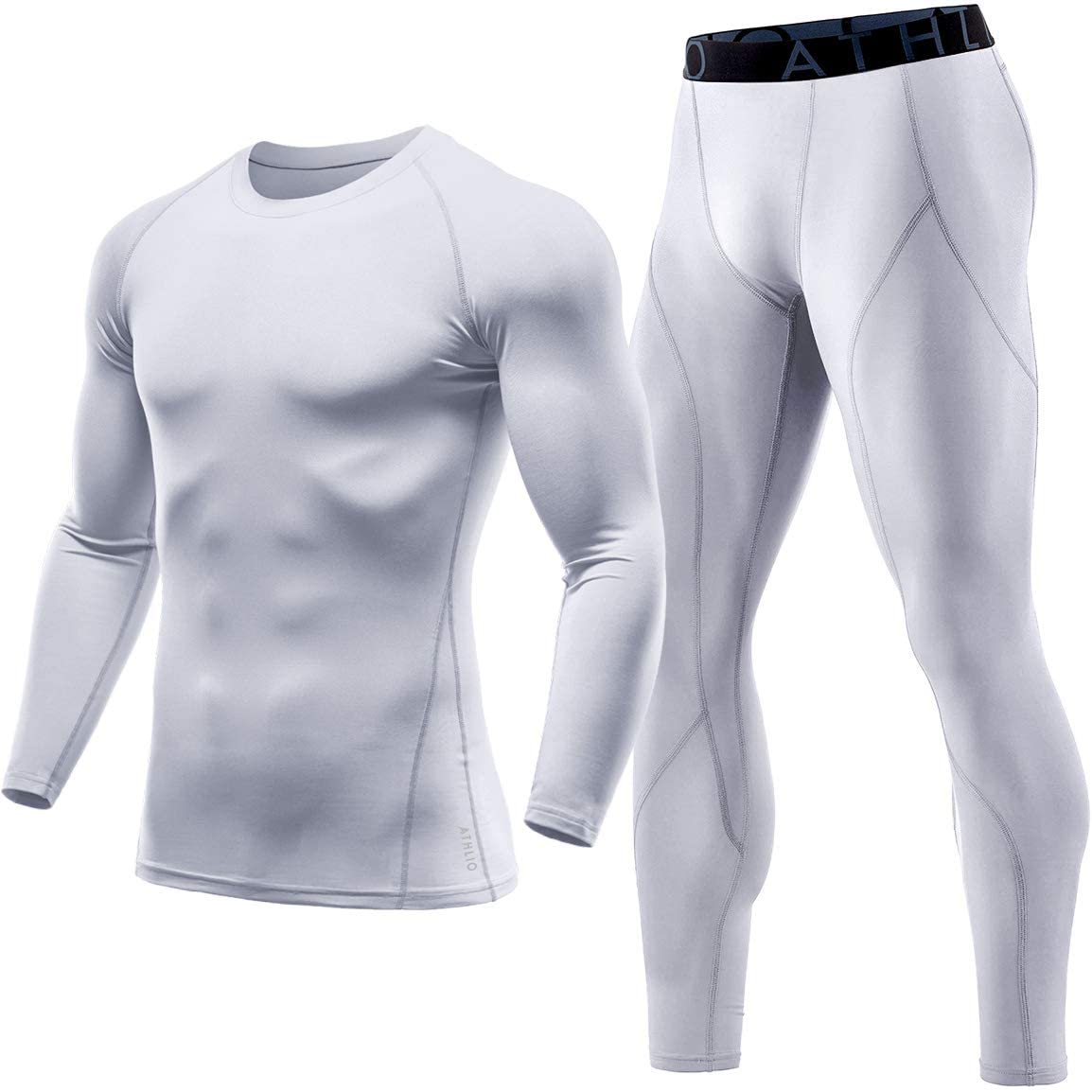 Microfiber Soft Warm Base Layer Winter Cold Weather Top & Bottom Set ATHLIO Men's Thermal Compression Pants & Shirts