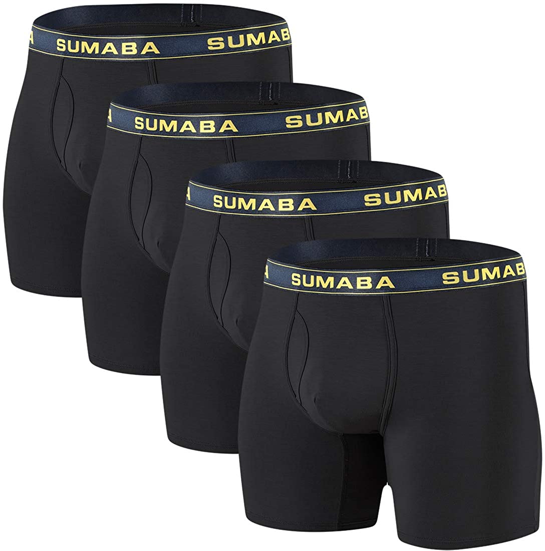 SUMABA Mens Underwear Moisture-Wicking Soft Stretch Comfort Boxer Briefs M L XL 2XL 3XL