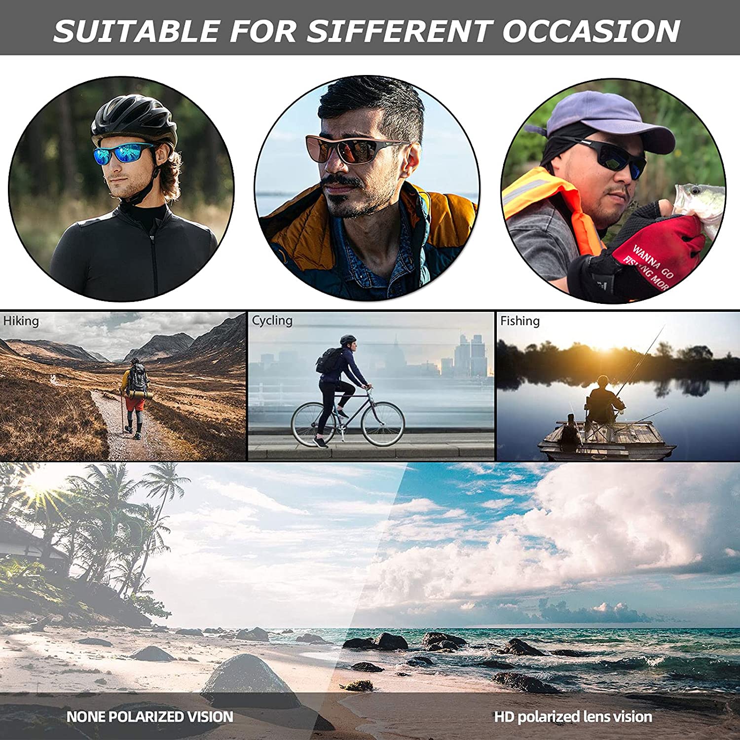 Sports Sunglasses Polarized Men Driving Cycling Fishing Running