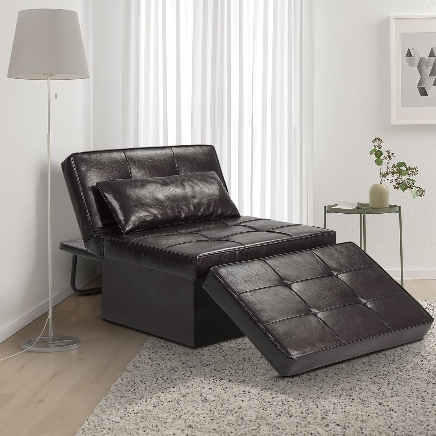 Saemoza Sofa Bed, 4 in 1 Multi Function Single Folding Ottoman Bed, Modern  Sleep