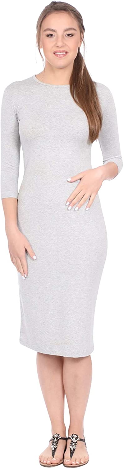 Kosher Casual Women's Modest Knee Length 3-4 Sleeve Layering Midi Dress |  eBay