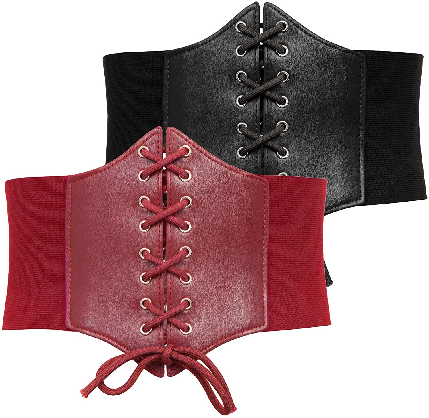 S-XXL Women Elastic Leather Wide Lace Up Waist Belt Cinch Corset Body  Shaper 
