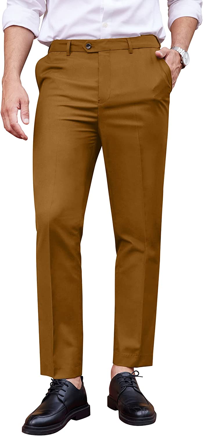 COOFANDY Men's Classic Fit Dress Pants Flat Front Straight Formal Pants  Wrinkle