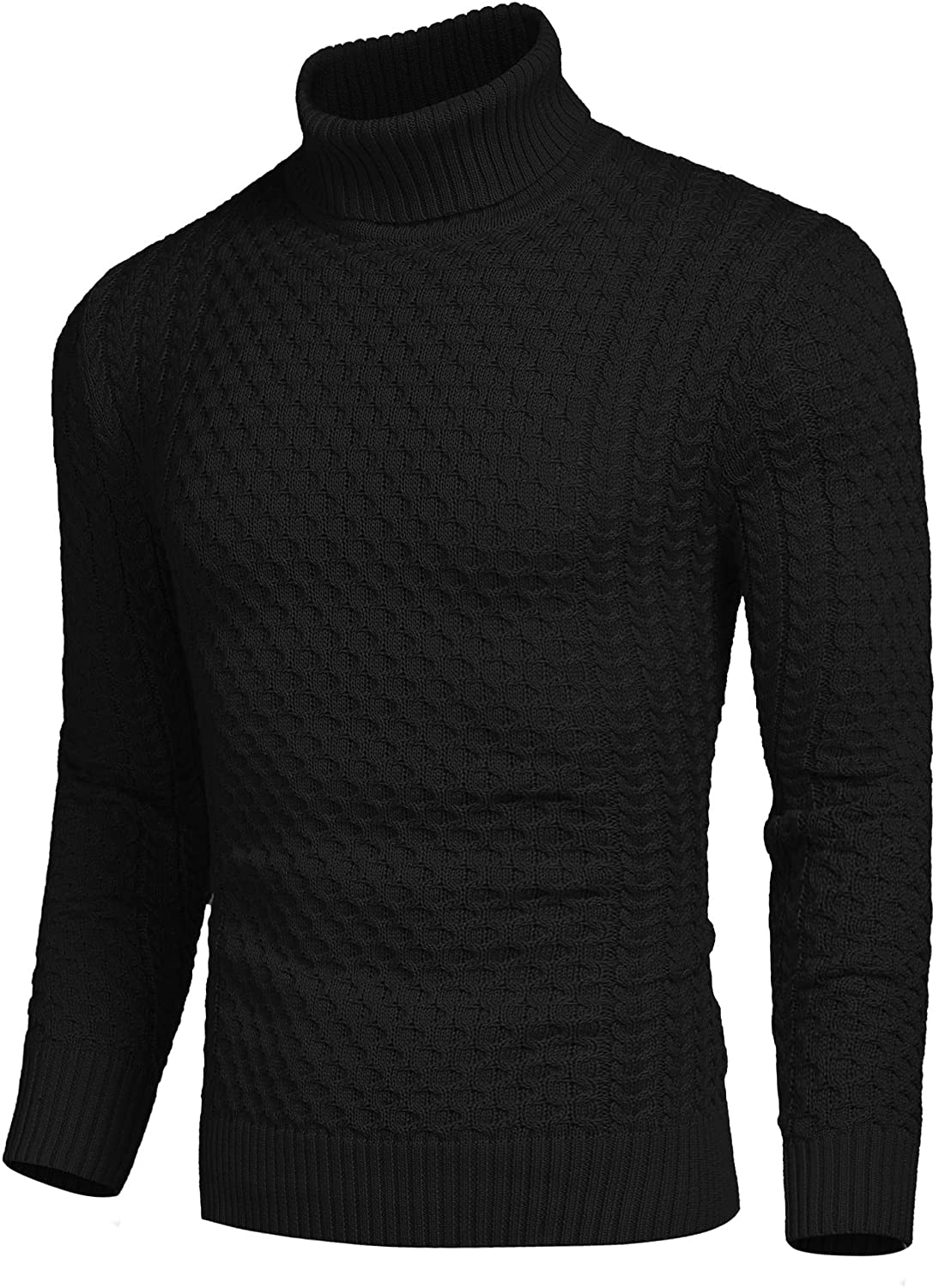 COOFANDY Men's Slim Fit Turtleneck Sweater Casual Knitted Twisted ...