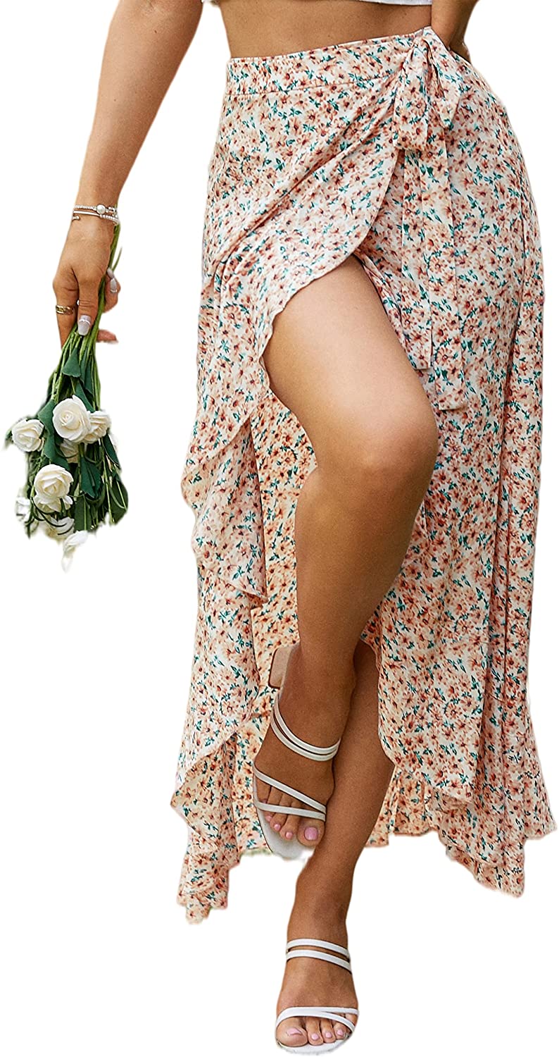 Floral wrap hot sale maxi skirt