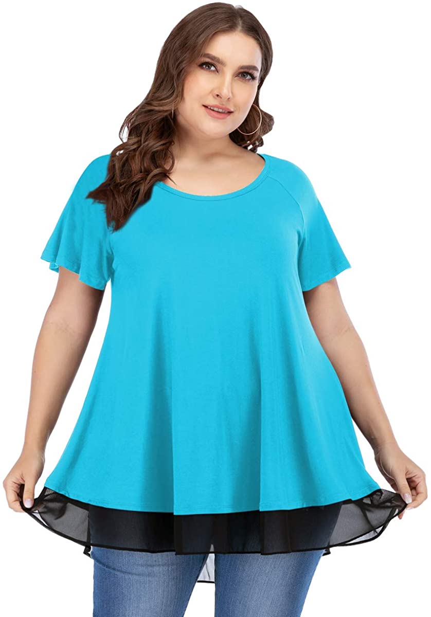 LARACE Stylish Plus Size Tunics for Women - Comfortable and Flattering Long  Shirts with Various Colors and Patterns Available 1-NavyBlue 3X