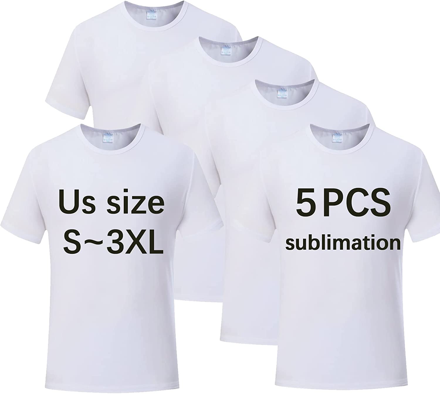 ORJ 5 Pack Unisex Kids White Blanks Polyester Tshirts for Sublimation,Short Sleeves Sublimation T Shirts Blanks for Children (XL Children)