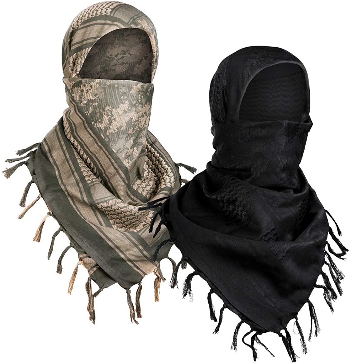 Hoolerry Arab Shemagh Muslim Keffiyeh Head Wrap Scarf Tactical Desert Neck Headwear with Aqel Rope for Men Women, 55x55 inch